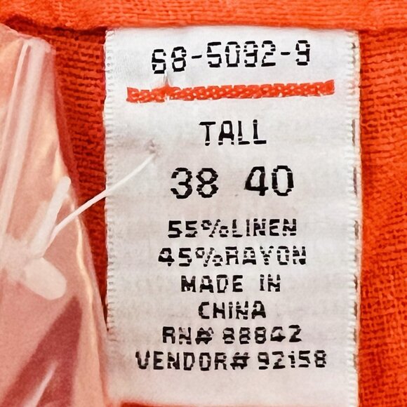 King Size Women Orange Linen Blend Cargo Pant Sz 38 Tall High Rise Straight NWOT - Picture 8 of 12